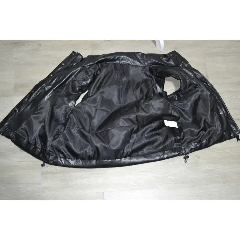 Shein Black Faux Leather Woman's Puffer Vest Size Small